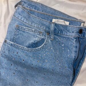 bejeweled high rise 90s straight jeans
